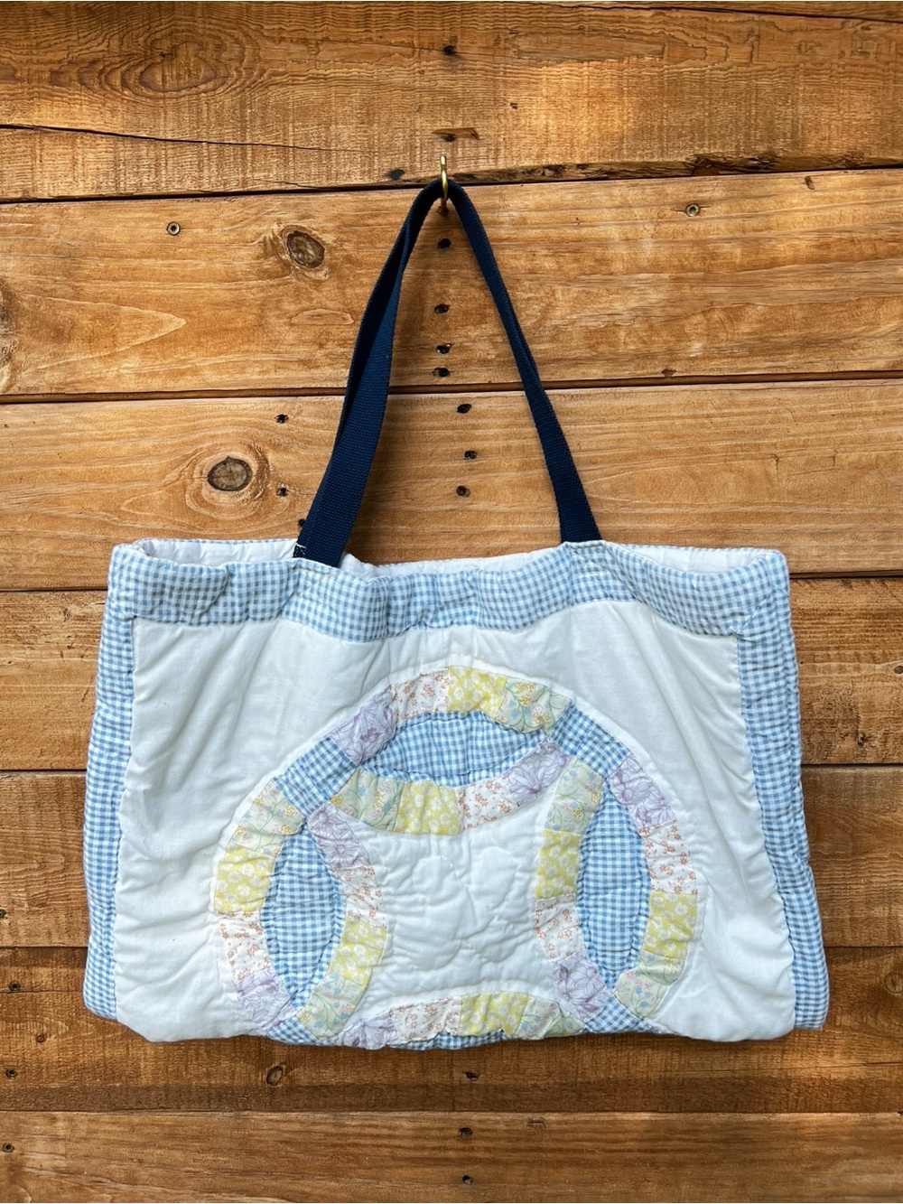 Handmade Quilted Wedding Ring Tote Bag